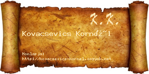 Kovacsevics Kornél névjegykártya