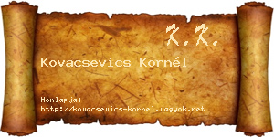 Kovacsevics Kornél névjegykártya